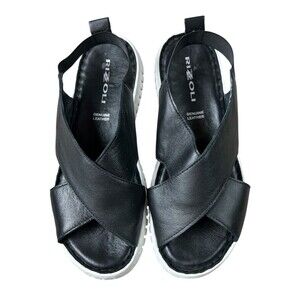 Rizzoli Black Leather Super Comfort Sandal Size 41 / 10 Sporty Vacation Casual